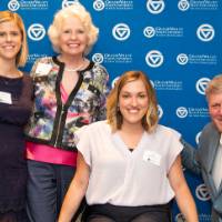 tom and marcia with woman in wheel chair and lace blue dress